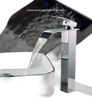 Chrome waterfall bathroom faucet.