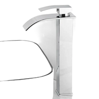 Silver waterfall bathroom faucet.
