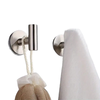 Brushed nickel towel hooks from Easy Peasy Stainless Steel Bathroom Hook Guide, trendy self-adhesive stainless steel option