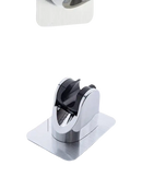 Chrome shower head holder with adhesive base.