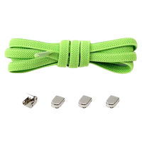 Apple green shoelaces with metal locks.