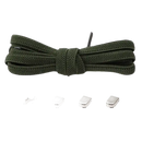 Army green shoelaces with metal locks.