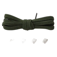 Army green shoelaces with metal locks.