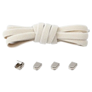 Beige shoelaces with metal locks.
