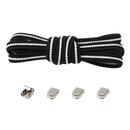 Black and white shoelaces with metal locks.