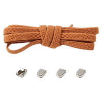 Auburn-colored shoelaces with metal locks.