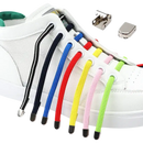 Colorful no-tie shoelaces with metal clips.