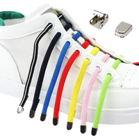 Colorful no-tie shoelaces with metal clips.