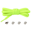 Fluorescent green shoelaces with metal locks.