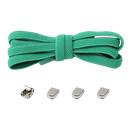 Green shoelaces with metal locks.