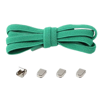 Green shoelaces with metal locks.