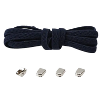 Navy blue elastic shoelaces with metal locks.