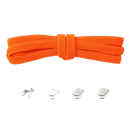 Orange no-tie shoelaces with metal locks.