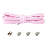 Pink no-tie shoelaces with metal locks.