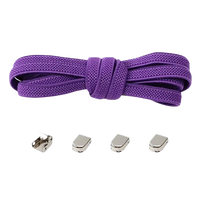 Purple no-tie shoelaces with metal locks.