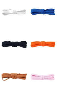 Selection of colorful shoelaces with metal locks.