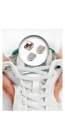 No-tie shoelace fasteners.