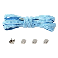 Sky blue shoelaces with metal locks.
