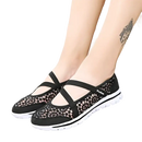 Black lace Mary Jane shoes.