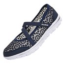 Navy blue lace Mary Jane shoe.