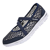 Navy blue lace Mary Jane shoe.