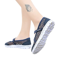 Navy blue lace Mary Jane shoes.