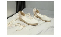 Sandals for Women 2025 Grass Woven High Heels Summer Strap High Heels Linen Soled Shoes Strap Hemp Rope Wedges Shoes