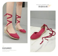 Sandals for Women 2025 Grass Woven High Heels Summer Strap High Heels Linen Soled Shoes Strap Hemp Rope Wedges Shoes