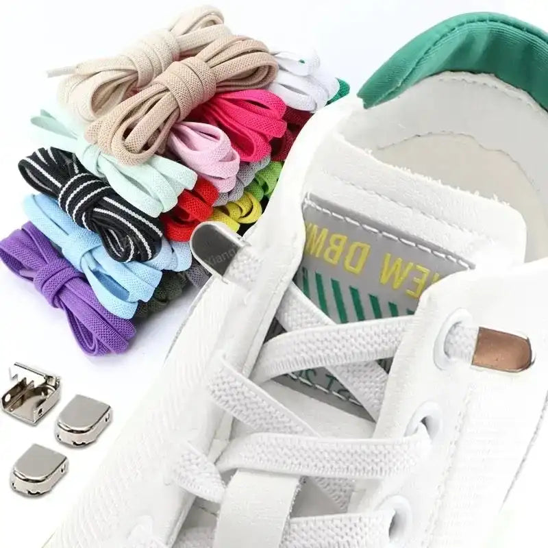 Sweet White Sneakers Tennis Flat with Gray and Elastic Laces
