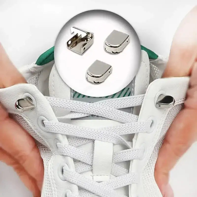 Sweet White Sneakers Tennis Flat with Gray and Elastic Laces