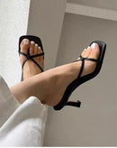 2025 Summer Women Clip Toe Slippers Fashion Dress Slide Shoes Ladies Elegant High Heel Footwear