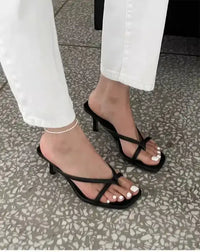 2025 Summer Women Clip Toe Slippers Fashion Dress Slide Shoes Ladies Elegant High Heel Footwear