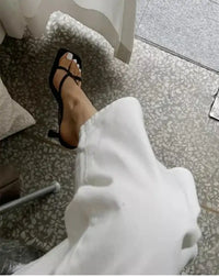 2025 Summer Women Clip Toe Slippers Fashion Dress Slide Shoes Ladies Elegant High Heel Footwear