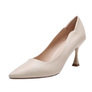 Beige leather pointed-toe heel for outdoor elegant and trendy style