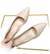 Beige pointed-toe pumps perfect for fashionable women’s high outdoor elegant style