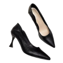 Black leather pointed-toe pumps for outdoor elegant and fashionable women’s high style