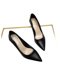 Black leather pointed-toe pumps perfect for outdoor elegant and trendy fashion looks