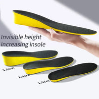 Invisiable Height Increase Insoles for Women Men Heel Lift Yellow Shoes Sole Pad Breathable Shock Absorption Feet Care