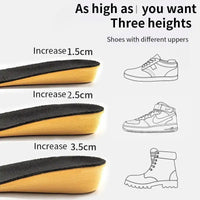 Invisiable Height Increase Insoles for Women Men Heel Lift Yellow Shoes Sole Pad Breathable Shock Absorption Feet Care