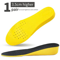 Invisiable Height Increase Insoles for Women Men Heel Lift Yellow Shoes Sole Pad Breathable Shock Absorption Feet Care