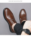 Men’s Dress Shoes New Shiny Business Work Shoes Autumn Thick-soled Comfortable British Casual Men’s Pu Leather Shoes