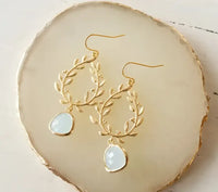 Emerald Whimsy Wheat Ear Earrings - Gold / Alloy