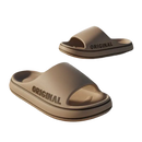 Beige platform slides.