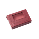 Maroon rectangular cassette player.