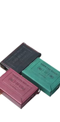 Retro cassette-themed wallets.