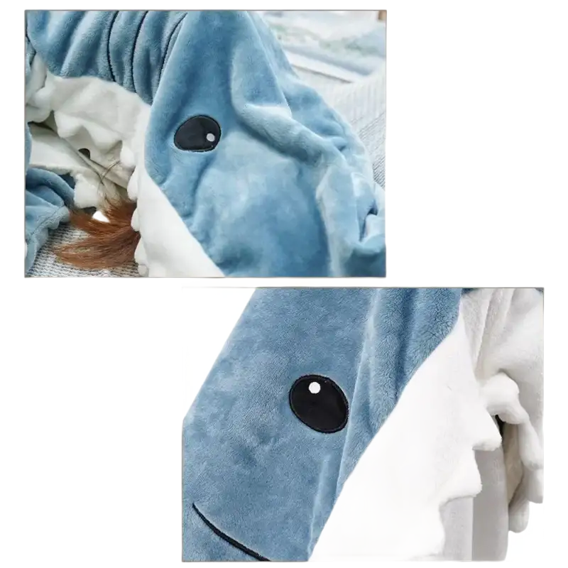 Fintastic Blue Shark Kigurumi cartoon shark sleeping bag as a comfy shark nap blanket