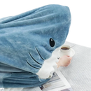 Blue Shark Blanket Hoodie, trendy cartoon shark sleeping bag for cozy naps