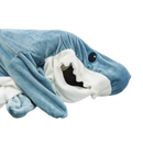 Blue plush shark sleeping bag perfect for a trendy cartoon shark nap blanket