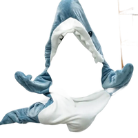 Blue shark plush costume for shark sleeping bag and cartoon shark sleeping fun