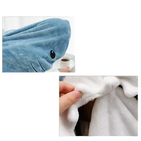 Shark nap blanket with pockets, Fintastic Blue Shark Kigurumi cartoon shark sleeping bag